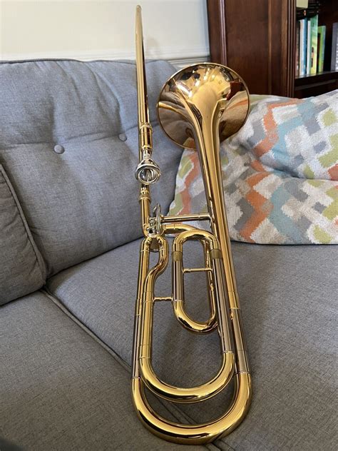 yamaha trombone with f attachment.